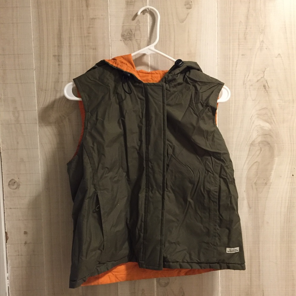 {Kids Made Here} Olive Green and Orange Hooded reversible Vest
